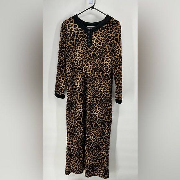 Alexander Del Rossa Leopard Print Long Sleeve Nightgown pajamas S - Picture 1 of 6
